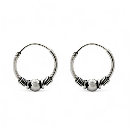 925 Real Sterling Silver Oxidized elegant bali hoop earrings for women - Pair