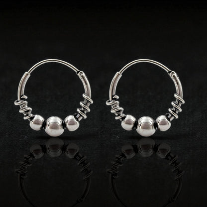 925 Real Sterling Silver Oxidized stylish bali hoop earrings for women - Pair