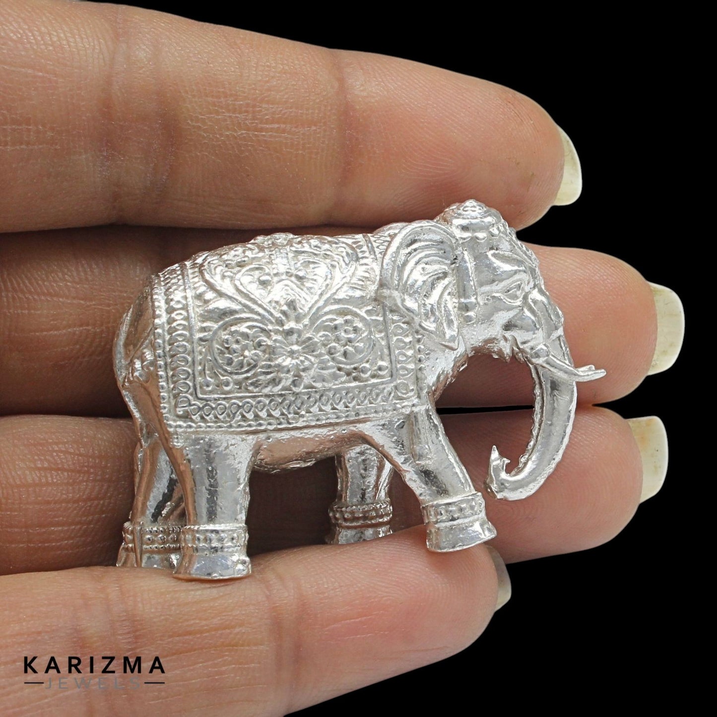 Pure Silver Trunk Down Elephant chandi ka Hathy Lal kitab remedy solid inside