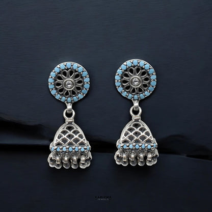 925 Sterling Silver handmade Oxidized gifting Dangle Jhumki Women Earrings