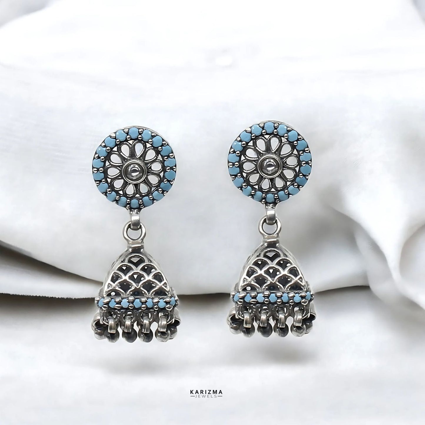 925 Sterling Silver handmade Oxidized gifting Dangle Jhumki Women Earrings