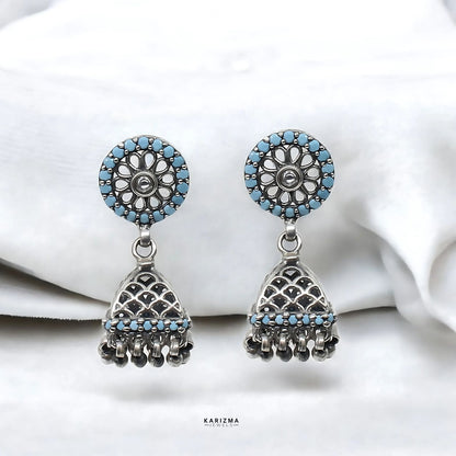 925 Sterling Silver handmade Oxidized gifting Dangle Jhumki Women Earrings