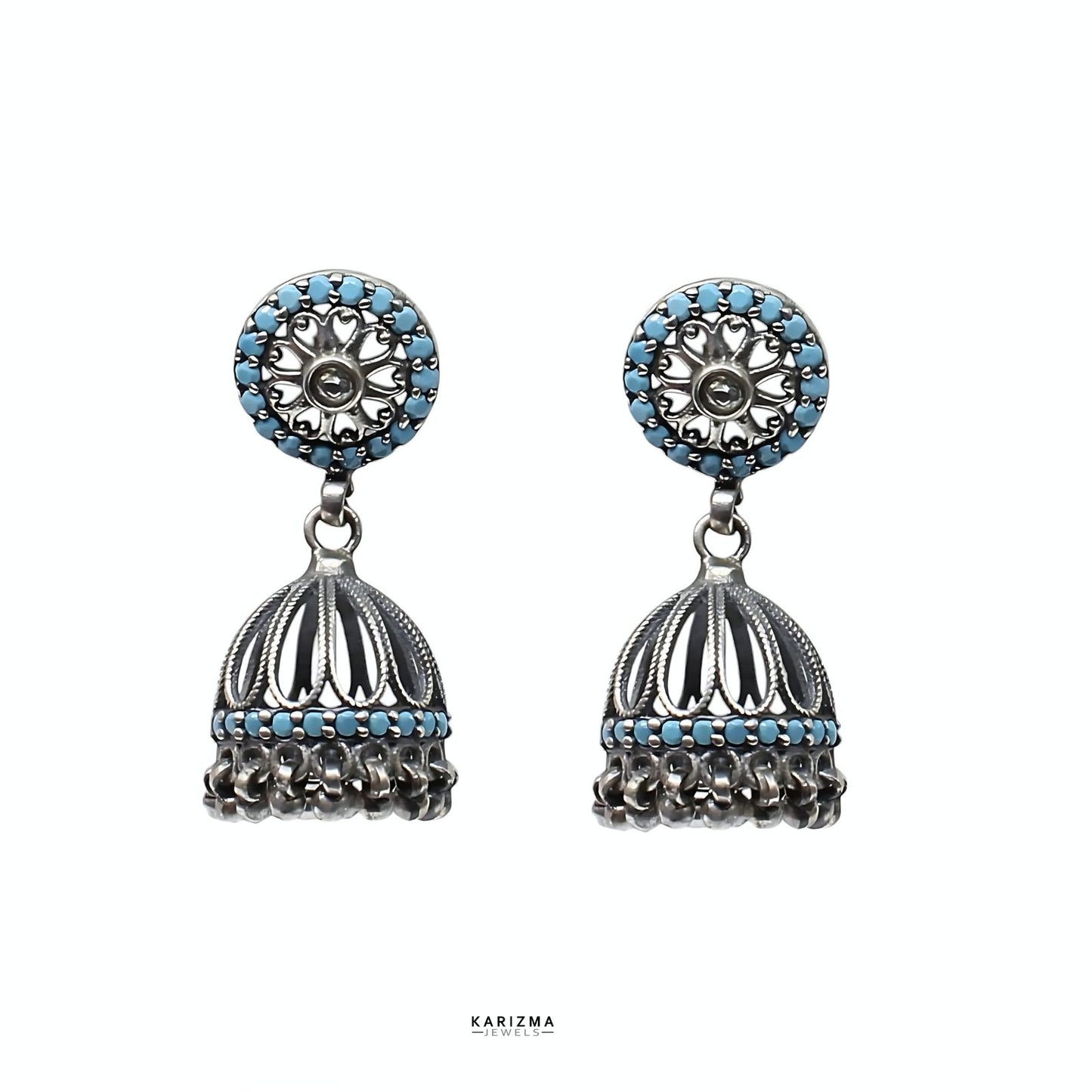 925 Sterling Silver handmade Oxidized vintage look Dangle Jhumki Women Earrings