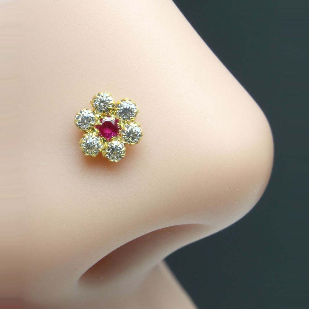 14k Yellow Gold Body Piercing Nose Stud 