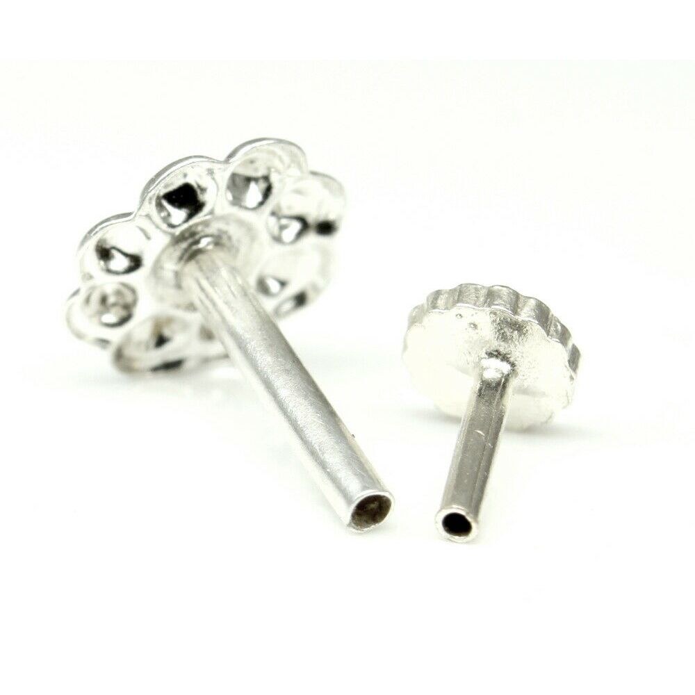 Ethnic  Sterling Silver Body Piercing Jewelry Nose Stud Push Pin