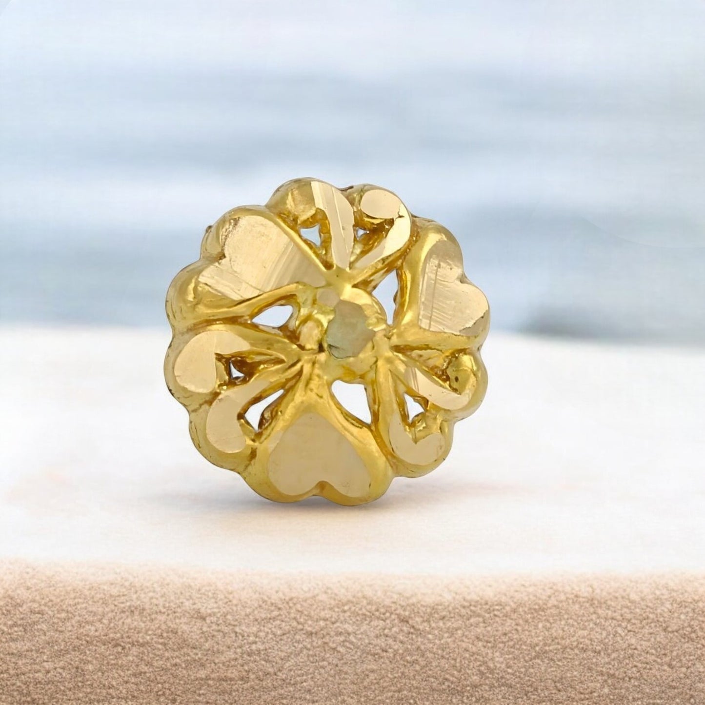 Tiny 18K Real Gold Two in One women Nose pin cum Earring Gold Screw Back