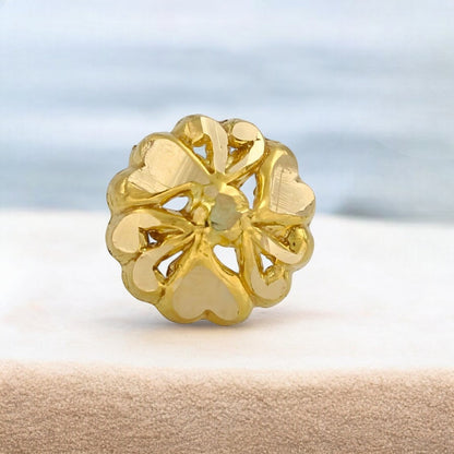 Tiny 18K Real Gold Two in One women Nose pin cum Earring Gold Screw Back