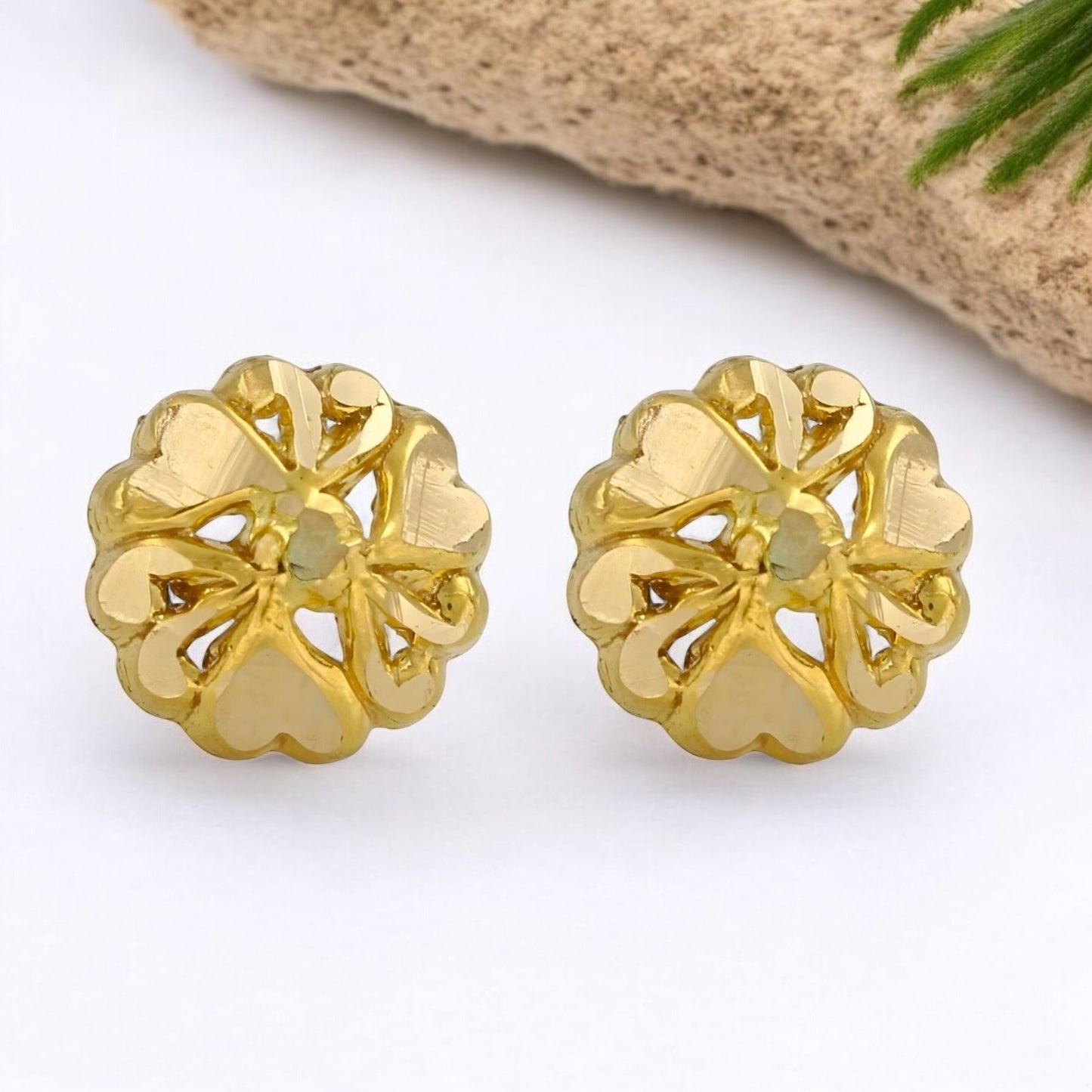 Tiny 18K Real Gold Two in One women Nose pin cum Earring Gold Screw Back