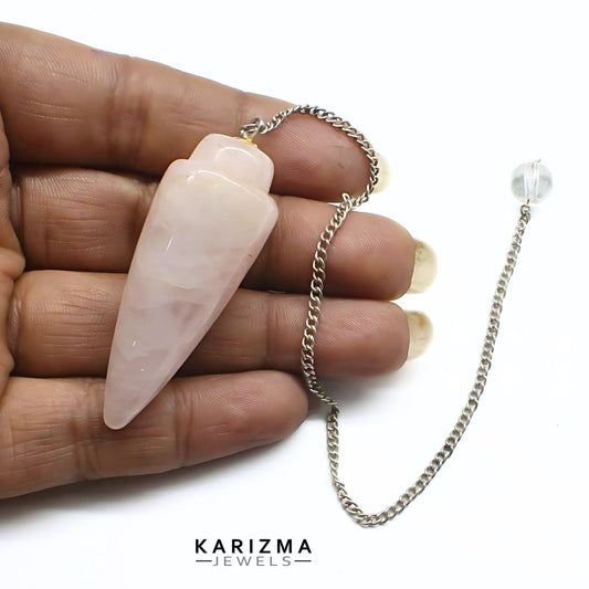 96.4CT Natural Rose Quartz Polished Point Pendulum Dowser Healing Reiki