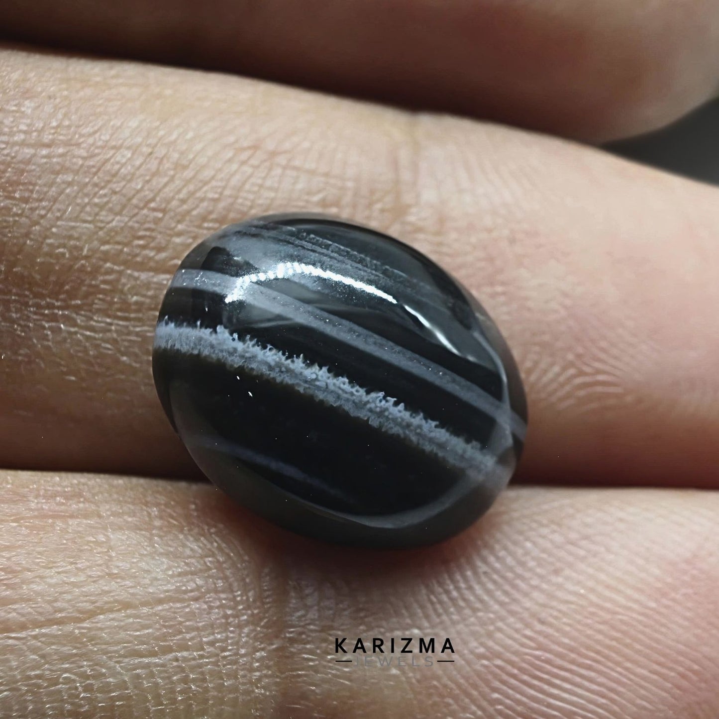 6.25Ct Natural Black Sulemani Hakik Oval Gemstone