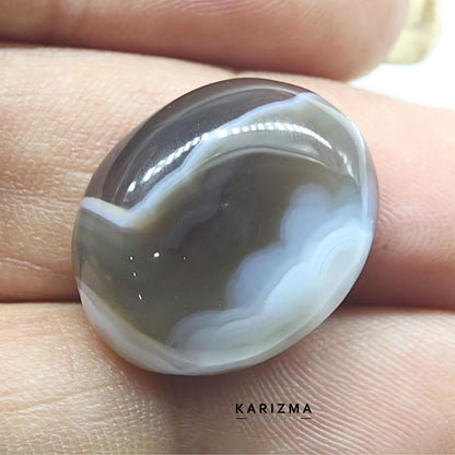 15.7Ct Natural Grey Sulemani Hakik Oval Gemstone