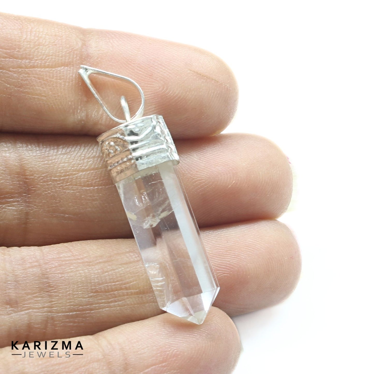 22.8Ct Natural Quartz Crystal Healing Point Pencil Pendant