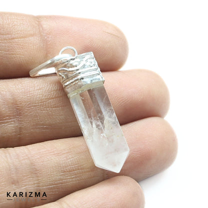 20.6Ct Natural Quartz Crystal Healing Point Pencil Pendant