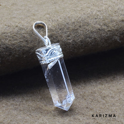 21.9Ct Natural Quartz Crystal Healing Point Pencil Pendant