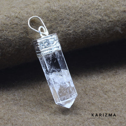 23.9Ct Natural Quartz Crystal Healing Point Pencil Pendant