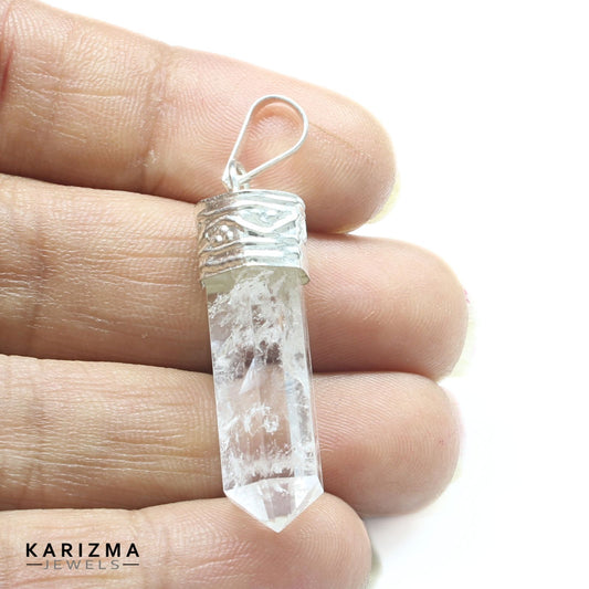 22.3Ct Natural Quartz Crystal Healing Point Pencil Pendant