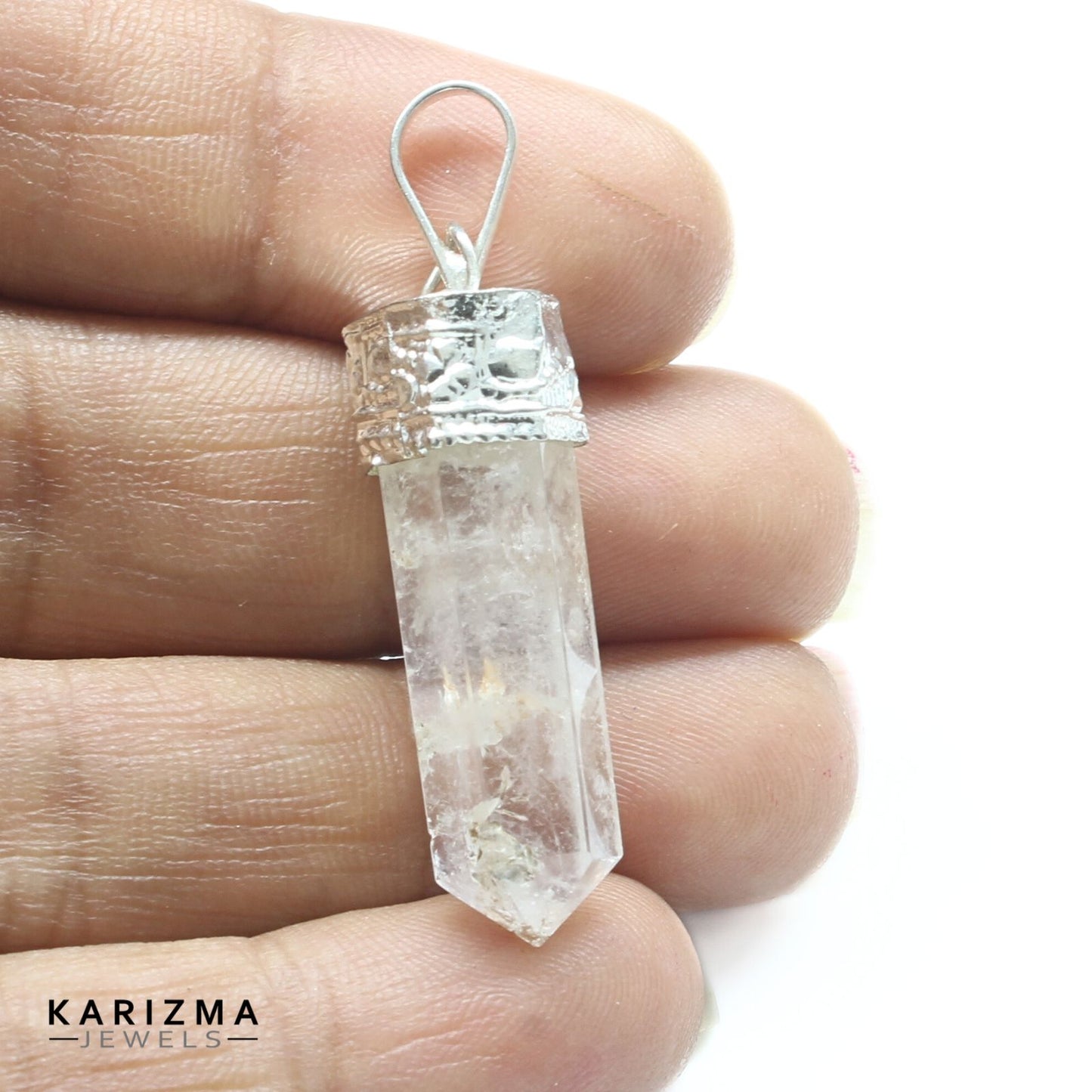 20.8Ct Natural Quartz Crystal Healing Point Pencil Pendant