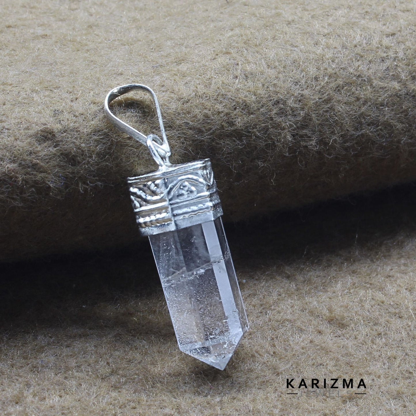 19.3Ct Natural Quartz Crystal Healing Point Pencil Pendant