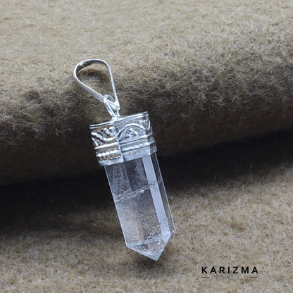 19.3Ct Natural Quartz Crystal Healing Point Pencil Pendant