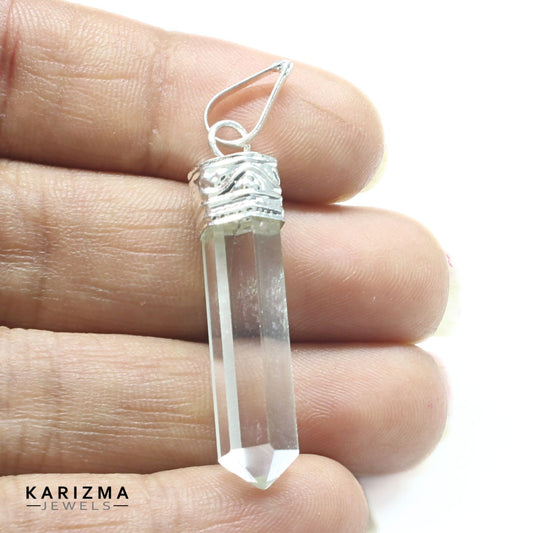 16.6Ct Natural Quartz Crystal Healing Point Pencil Pendant