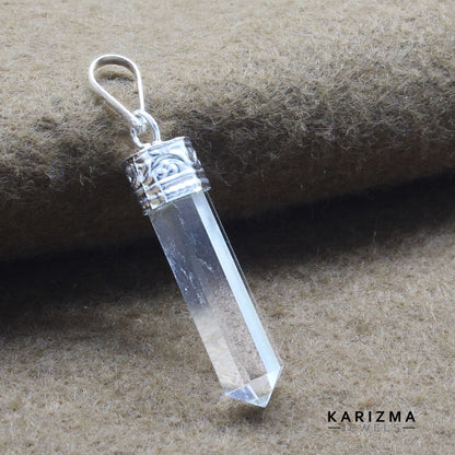 16.6Ct Natural Quartz Crystal Healing Point Pencil Pendant