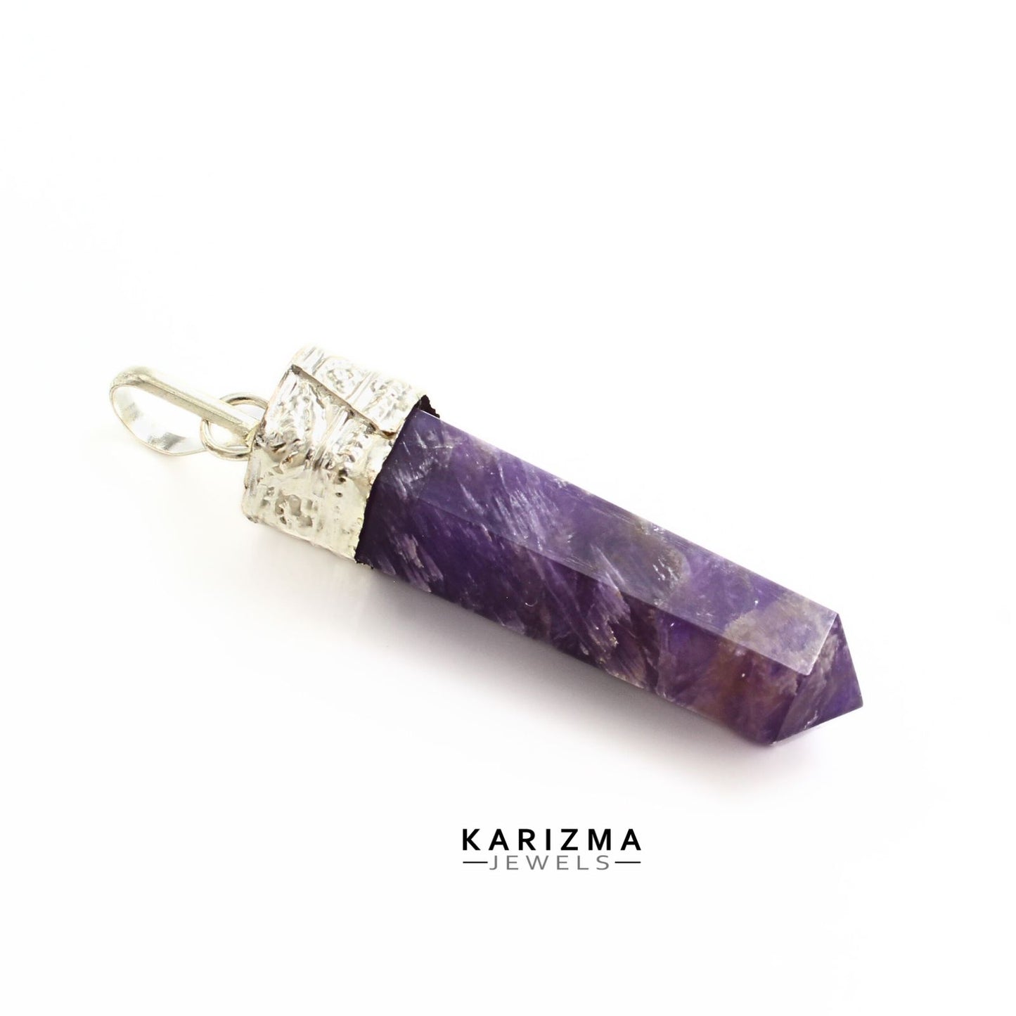 26.9Ct Natural Purple Amethyst Gemstone Healing Point Pencil Pendant