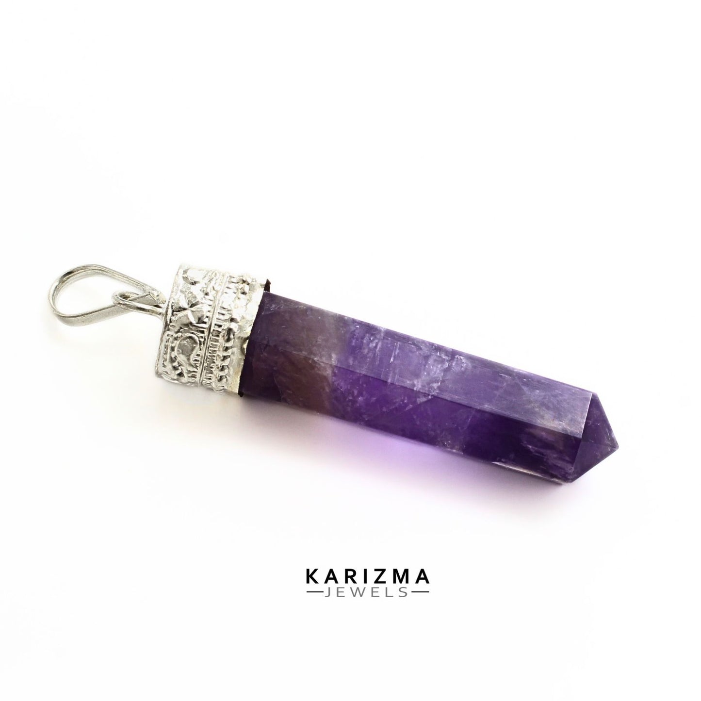 25.5Ct Natural Purple Amethyst Gemstone Healing Point Pencil Pendant