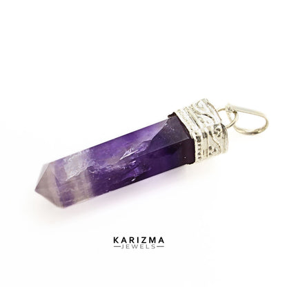 27.3Ct Natural Purple Amethyst Gemstone Healing Point Pencil Pendant