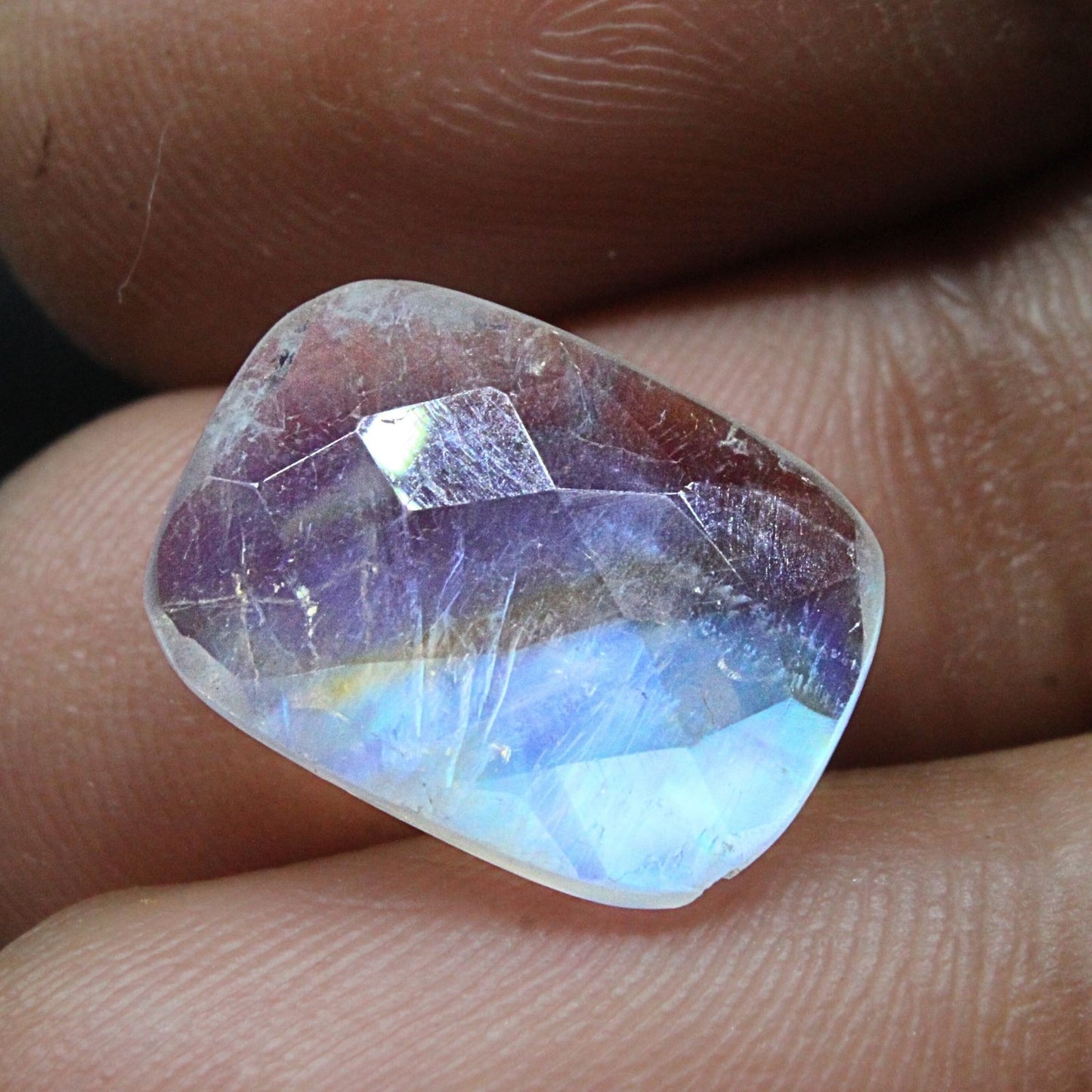 4.9Ct Natural Rainbow Moonstone Cushion Cut Gemstone