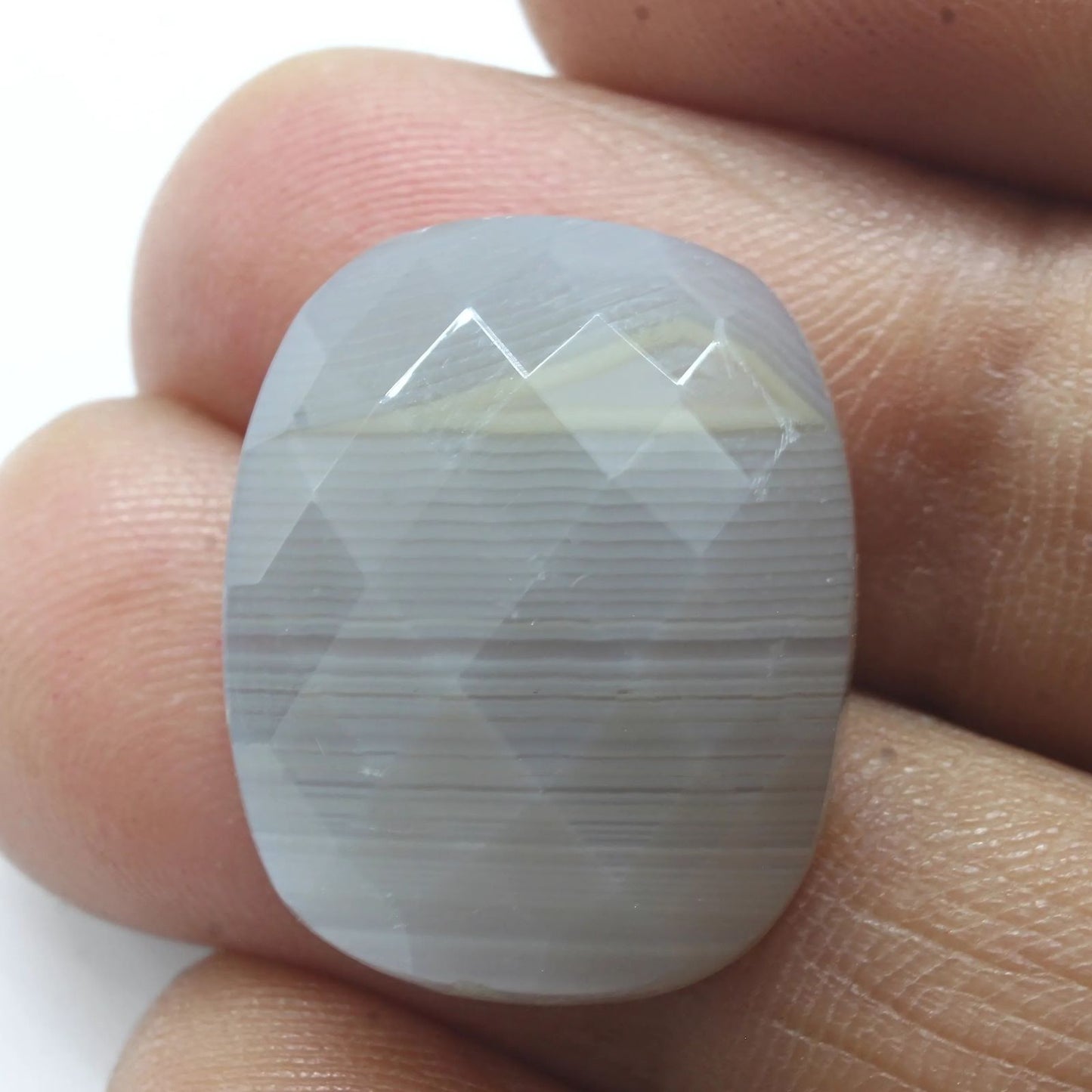 15.7Ct Natural White Agate Cushion Checker Cut Gemstone