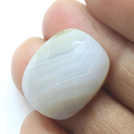 アクセサリー strong MILON (WHITE AGATE) 13.7Ct Natural White Agate Cushion Checker Cut Gemstone – Karizma
