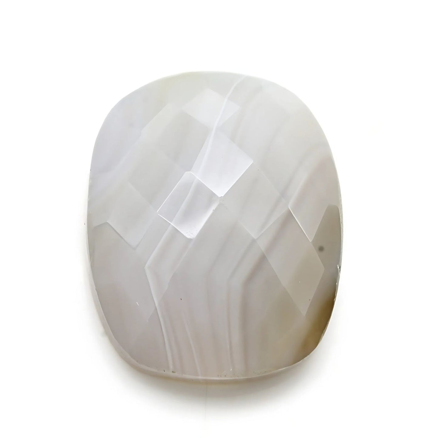 13.7Ct Natural White Agate Cushion Checker Cut Gemstone