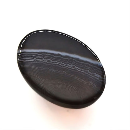 12.4Ct Natural Black and Grey Sulemani Hakik Oval Gemstone