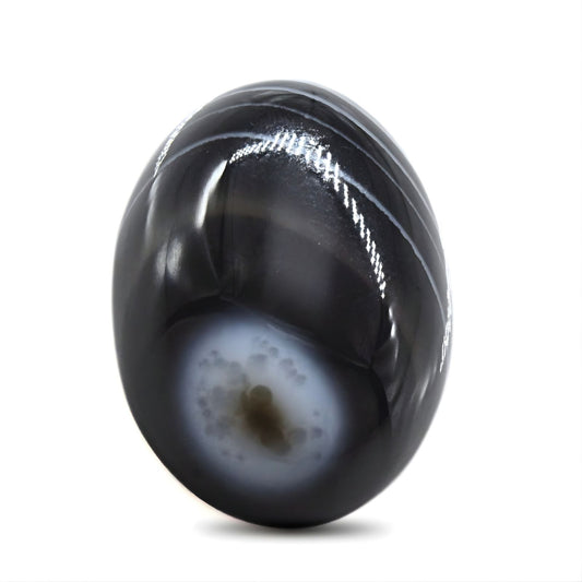 12.2Ct Natural Black and Grey Sulemani Hakik Oval Gemstone