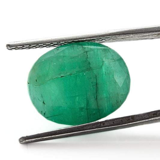 8.1Ct Natural Green Emerald (Panna) Oval Cut Gemstone