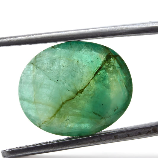 3.4Ct Natural Green Emerald (Panna) Oval Cut Gemstone