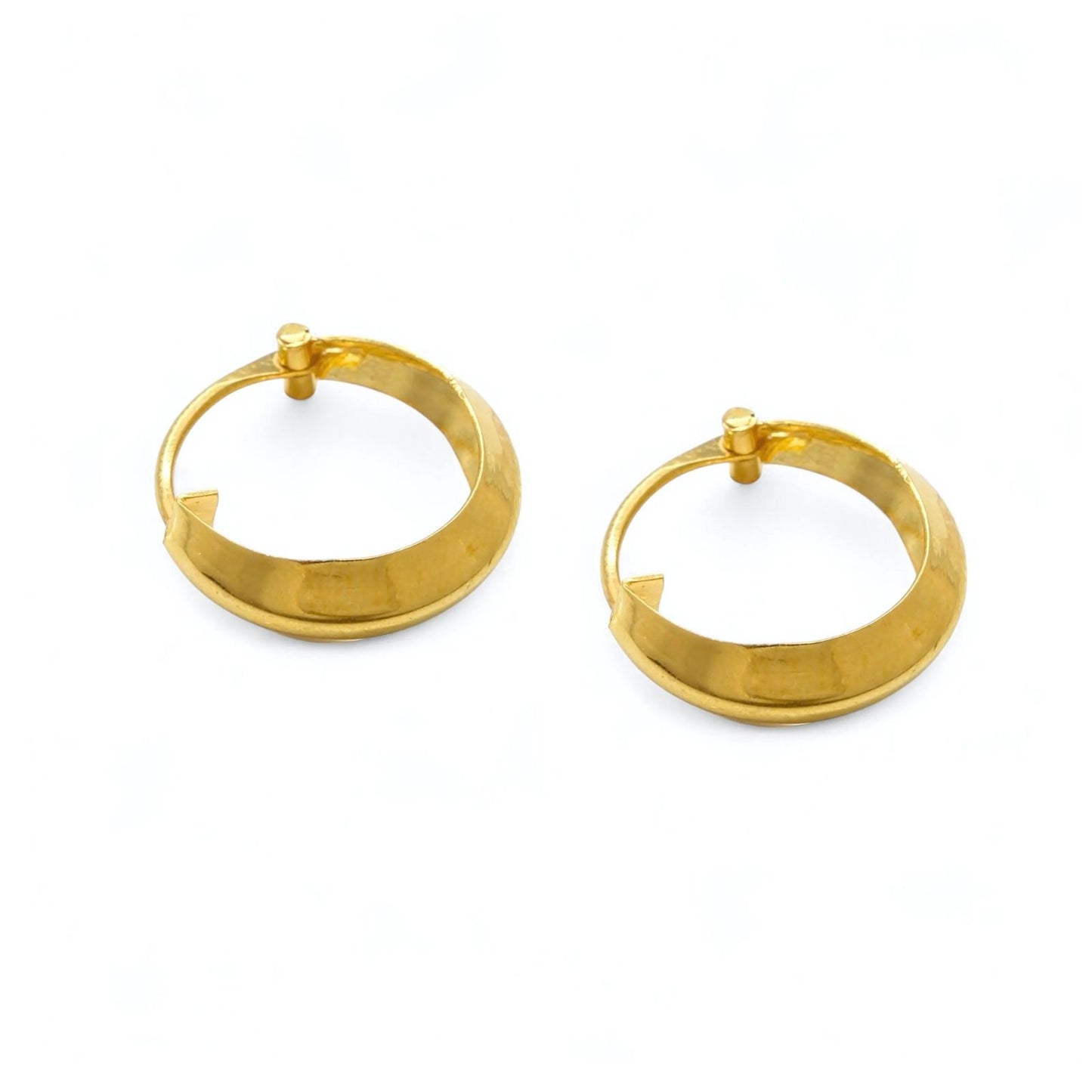 18k Solid Yellow Gold Men Women hinged hoop V shape EARRINGS