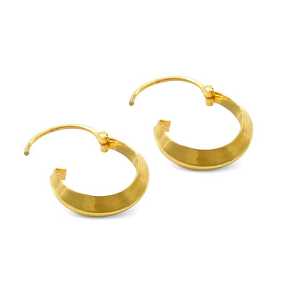 18k Solid Yellow Gold Men Women hinged hoop V shape EARRINGS