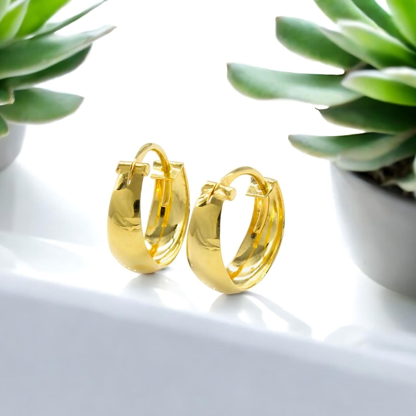 Ethnic Indian hinged hoop Men Women  EARRINGS 18k Solid Yellow Gold