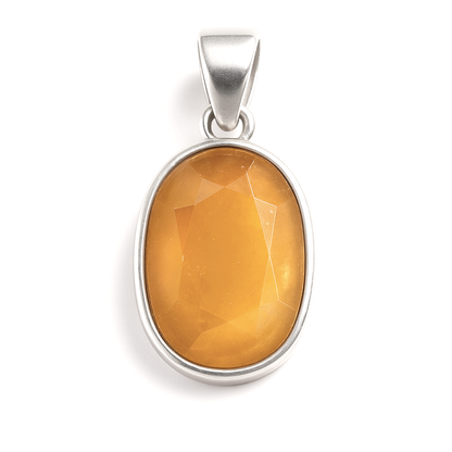 Pure Silver Gomed (Hessonite) Pendant for Students & Astrology Remedies