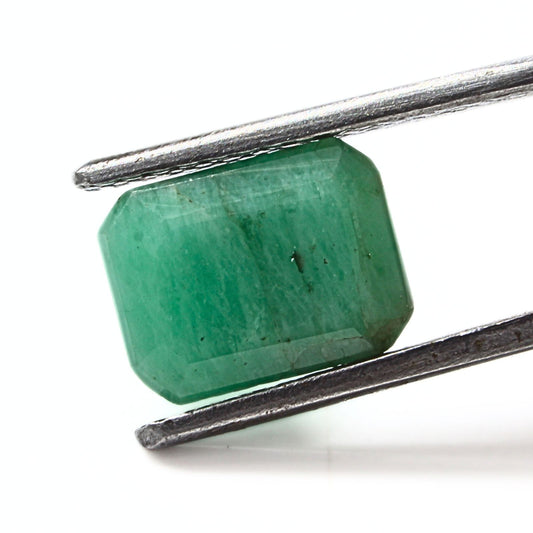 3.7Ct Natural Green Emerald (Panna) Rectangle Cut Gemstone