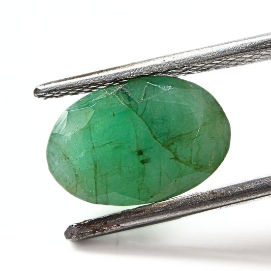 3.2Ct Natural Green Emerald (Panna) Oval Cut Gemstone