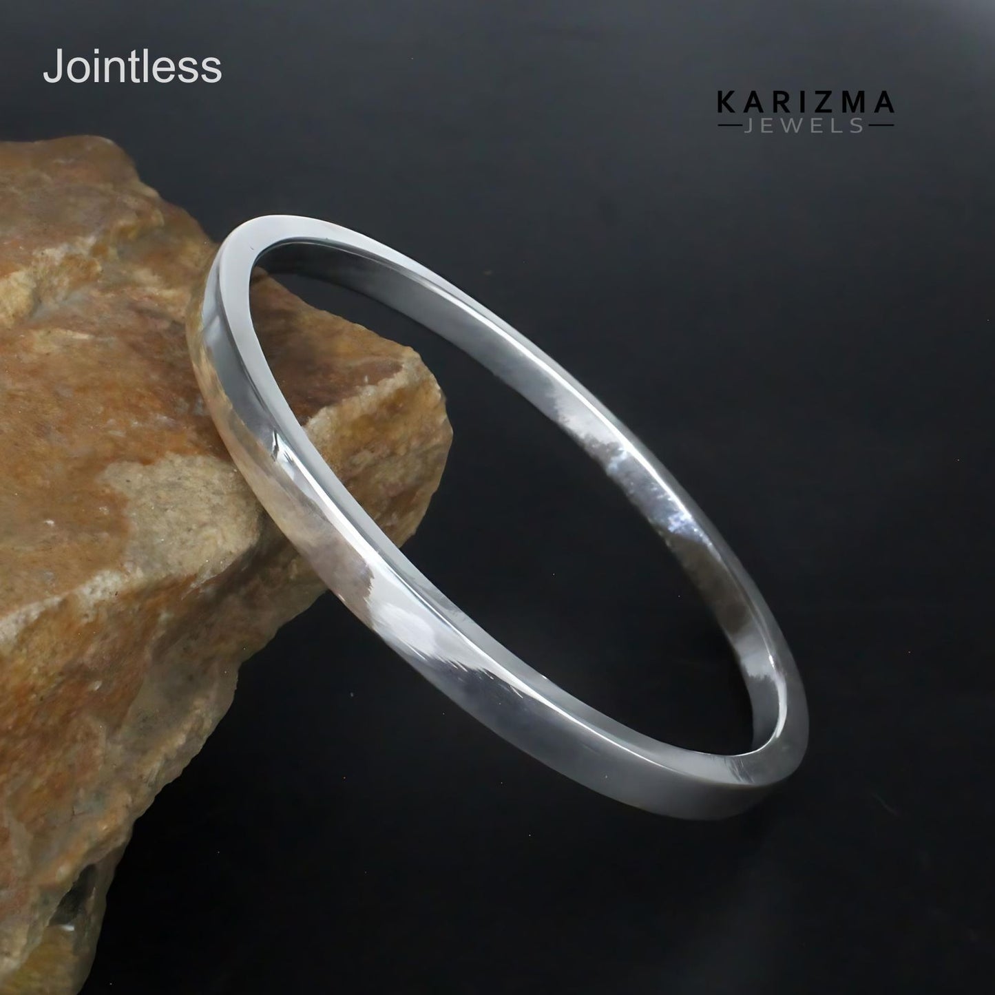 Square shape Jointless Pure Silver Bangle - Chandi ka bejod kada for Astrology