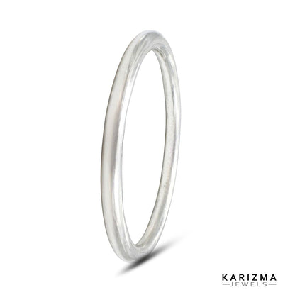 Jointless Solid Plain Round Silver Bangle kada