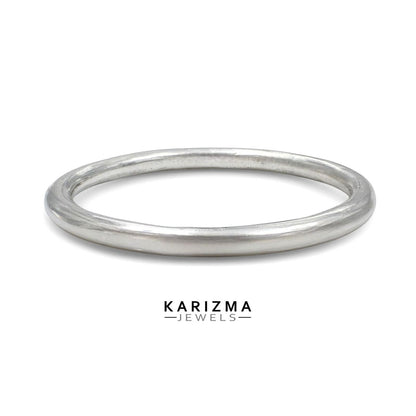 Jointless Solid Plain Round Silver Bangle kada