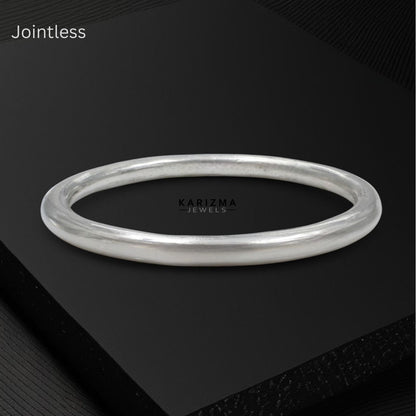 Jointless Solid Plain Round Silver Bangle kada