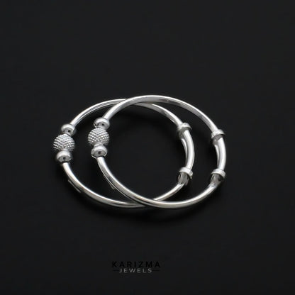 Real Silver kids handmade designer Bangles Bracelet - Pair