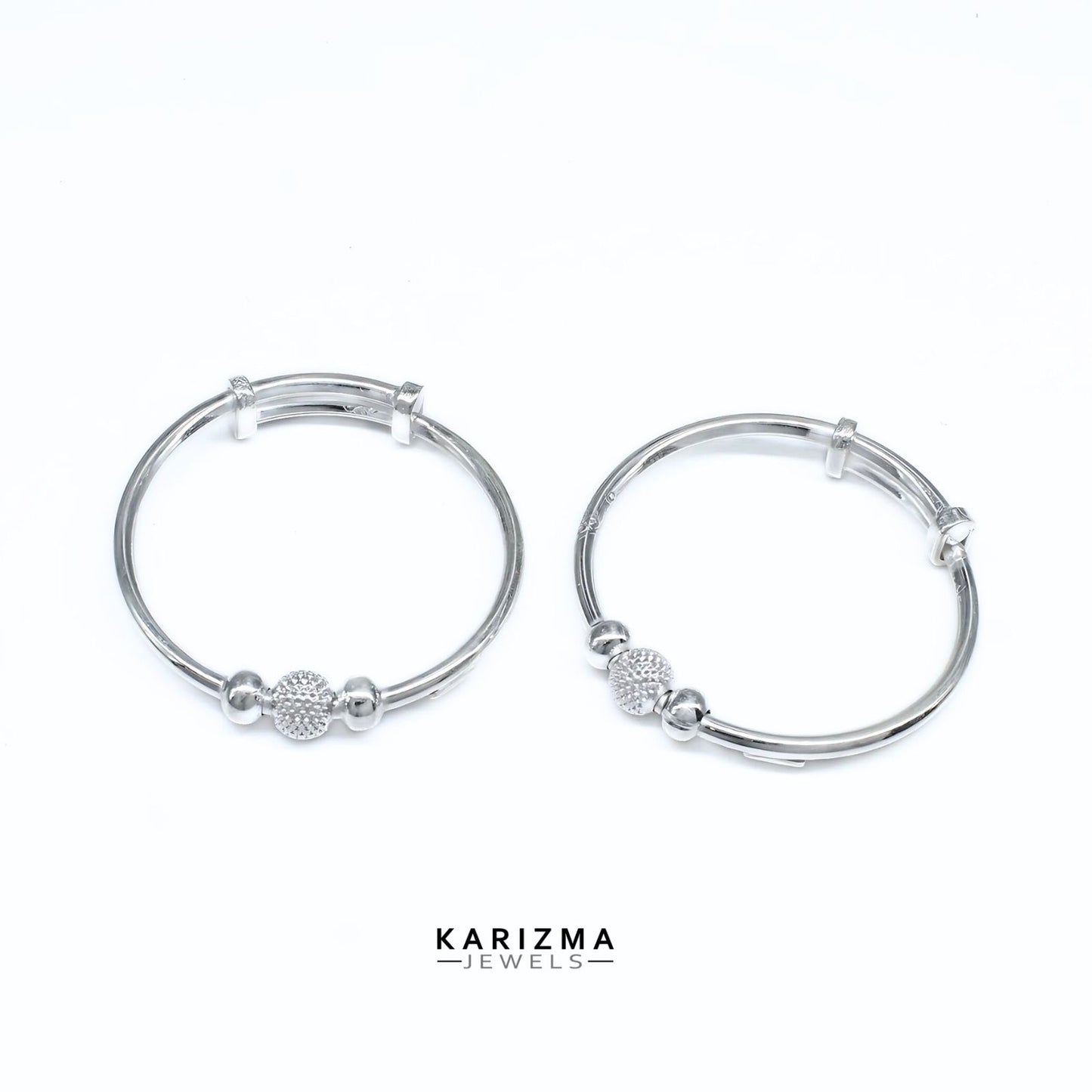 Real Silver kids handmade designer Bangles Bracelet - Pair