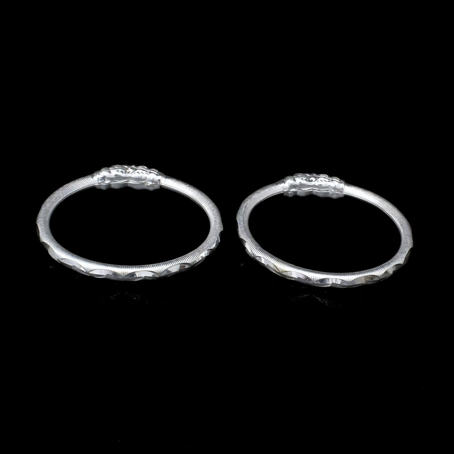 Real Silver handmade Causal Wear Kids Bangles Bracelet Pair - 3.7 CM