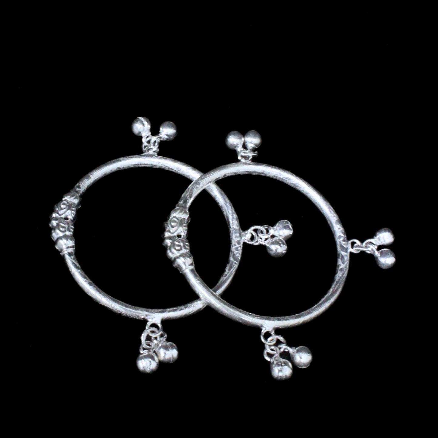 Real Silver Excellent gifting Kids Bangles Bracelet Kada With Jingle Bells - Pair